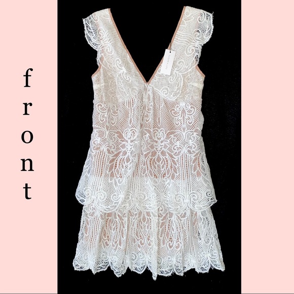 Sugarlips Dresses & Skirts - NWT - Sugarlips WHITE boho lace with nude lining mini dress